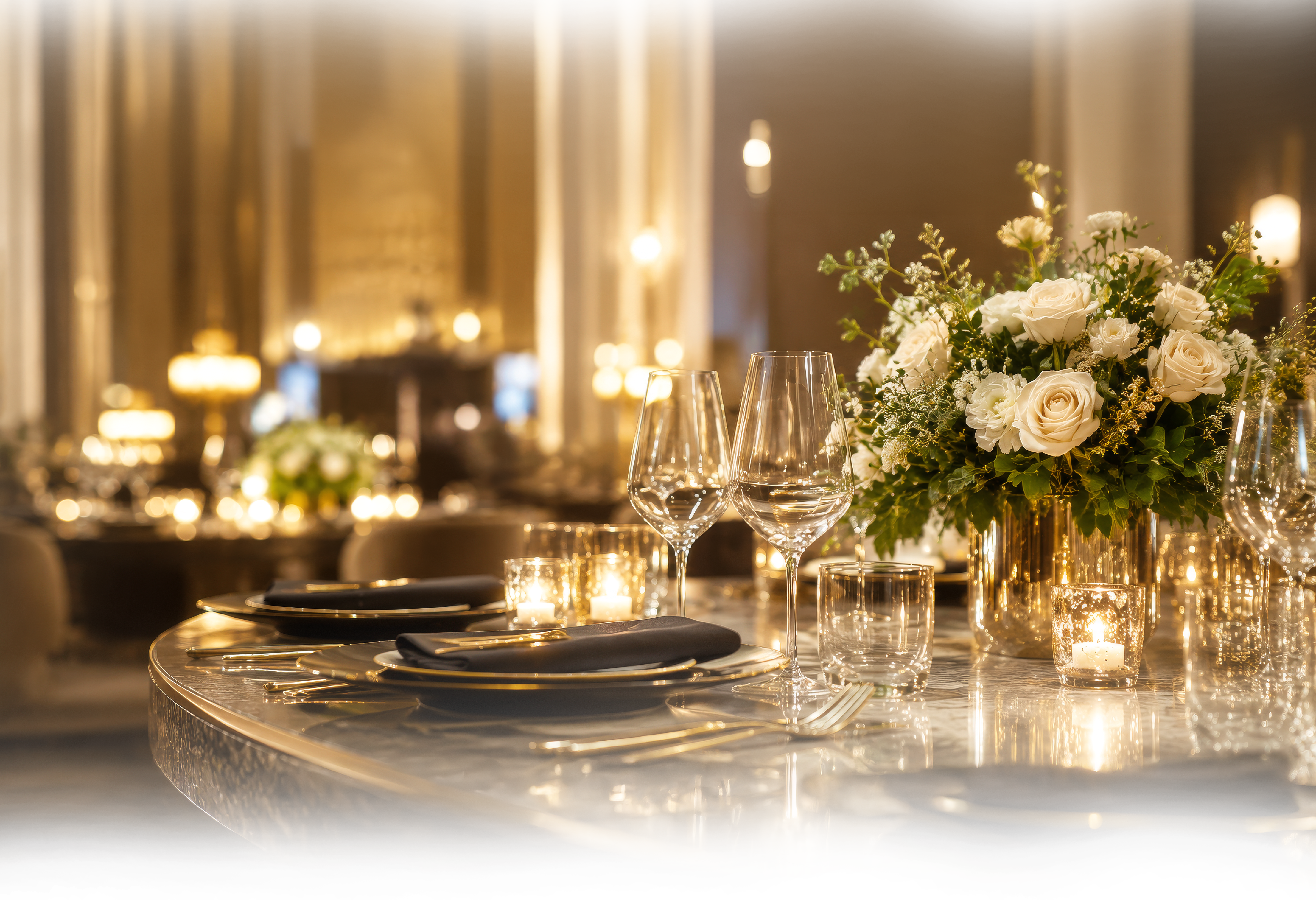 Banquete de evento de lujo al aire libre